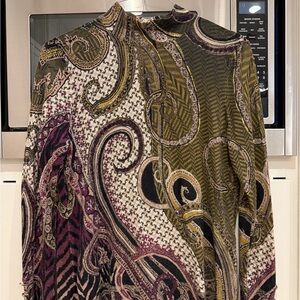 Chico's Earthy Tones Paisley Knit Top